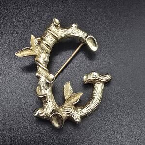 Sarah Coventry Gold Tone Letter G Brooch Tree Branch Vintage Jewelry